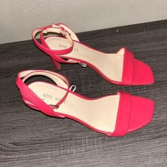 Nine West Pink Casual Open Toed Ankle Strap Casual Stiletto Heels Size 9.5 - Picture 3 of 8